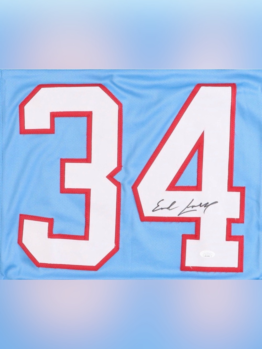 Earl Campbell Signed Career Highlight Stat Jersey (JSA) Authenticated sticker